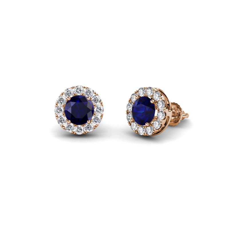 Bernice Blue Sapphire and Diamond Stud Earrings 