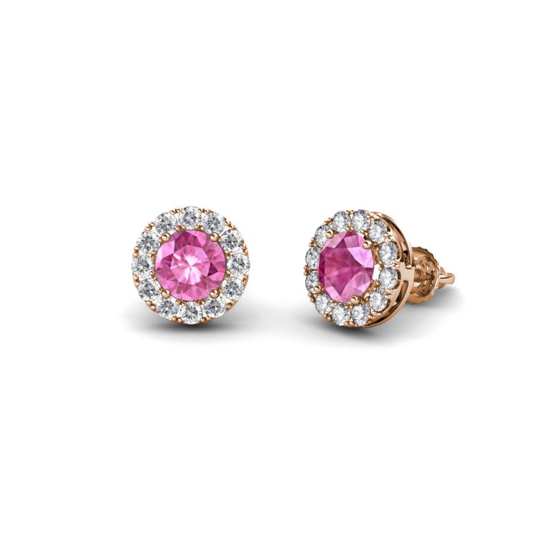 Bernice Pink Sapphire and Diamond Stud Earrings 