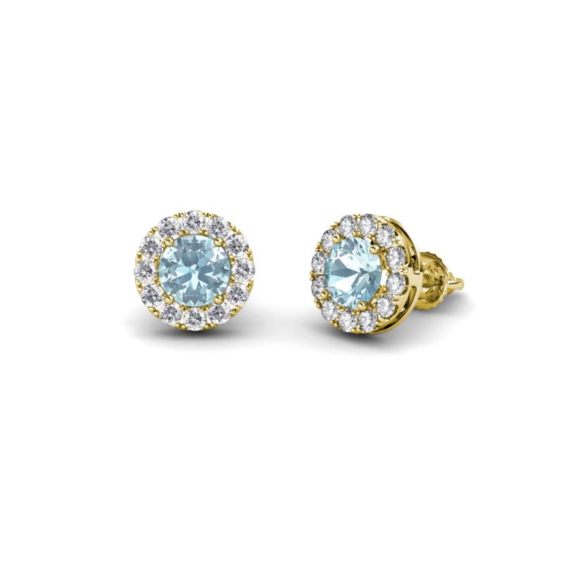 Bernice Aquamarine and Diamond Stud Earrings 