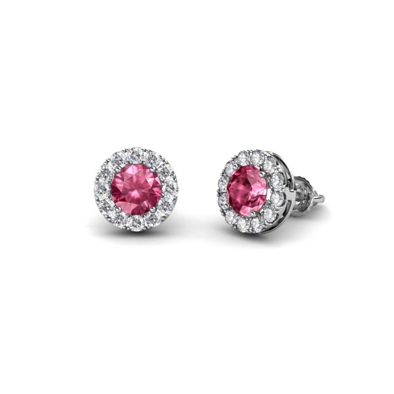 Bernice Pink Tourmaline and Diamond Stud Earrings 