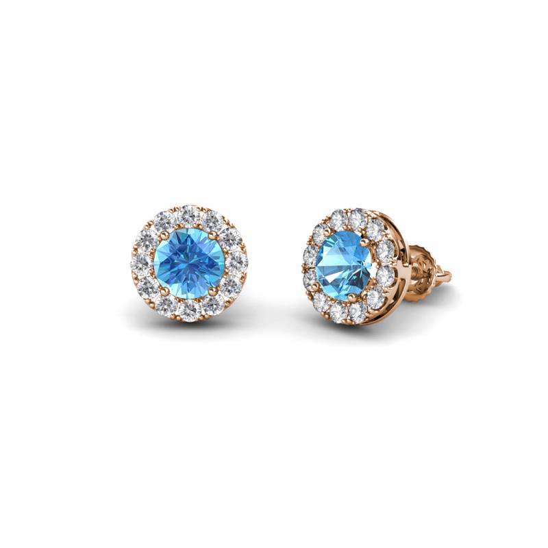 Bernice Blue Topaz and Diamond Stud Earrings 