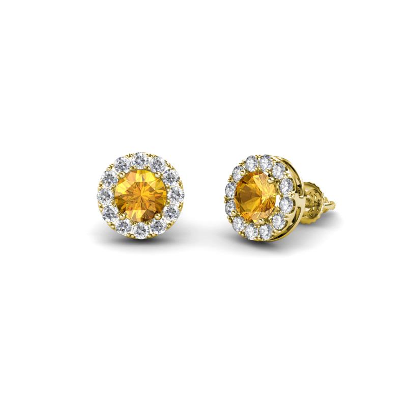 Bernice Citrine and Diamond Stud Earrings 