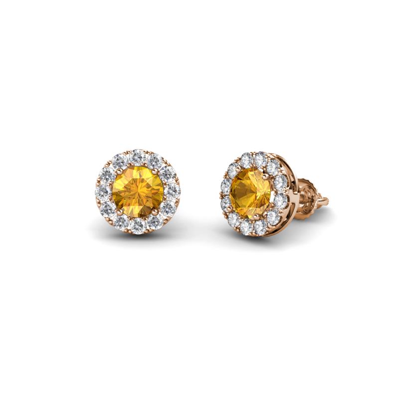 Bernice Citrine and Diamond Stud Earrings 