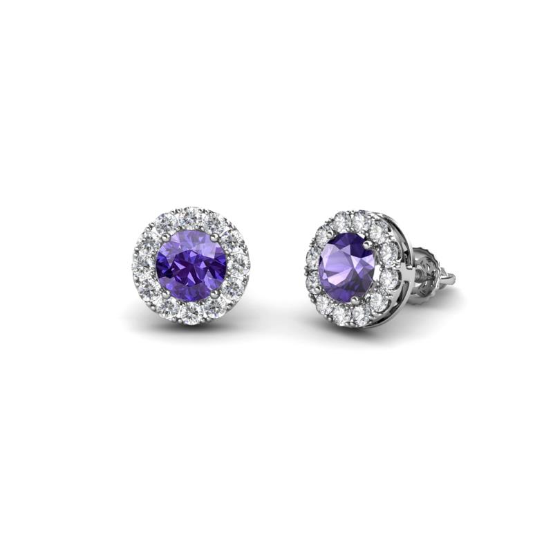 Bernice Iolite and Diamond Stud Earrings 