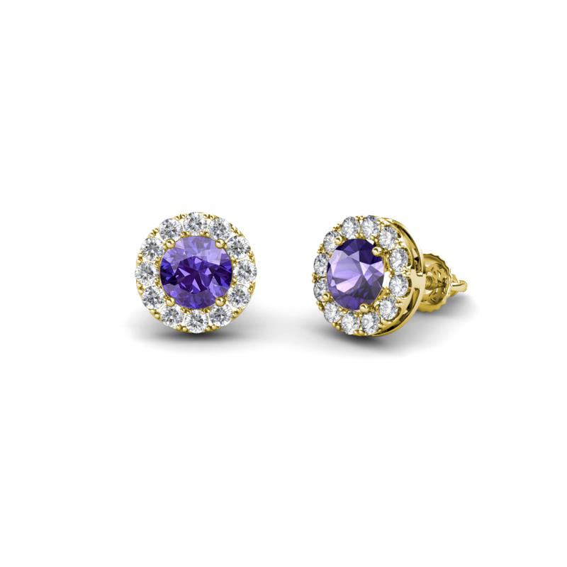 Bernice Iolite and Diamond Stud Earrings 