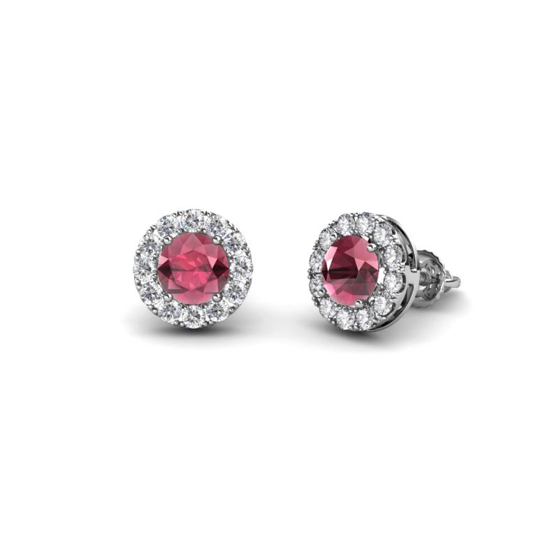 Bernice Rhodolite Garnet and Diamond Stud Earrings 