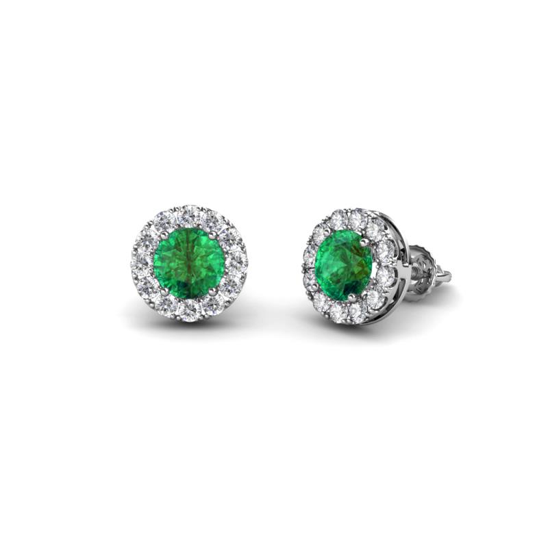 Bernice Emerald and Diamond Stud Earrings 