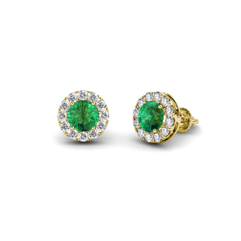 Bernice Emerald and Diamond Stud Earrings 