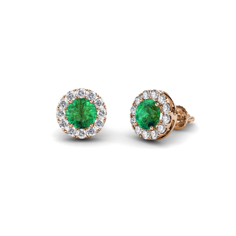 Bernice Emerald and Diamond Stud Earrings 