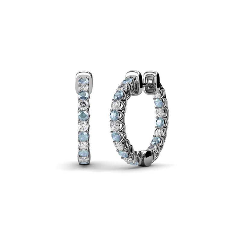 Amara Aquamarine and Diamond Hoop Earrings 