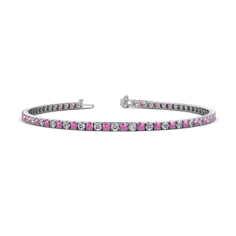 Leslie 2.40 mm Pink Sapphire and Diamond Eternity Tennis Bracelet 
