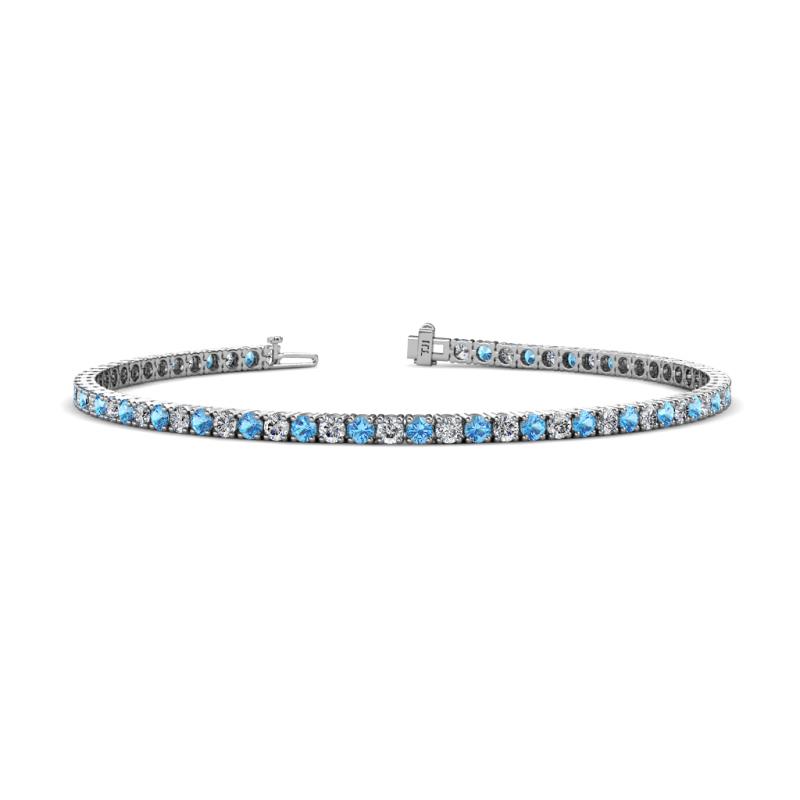 Leslie 2.40 mm Blue Topaz and Diamond Eternity Tennis Bracelet 