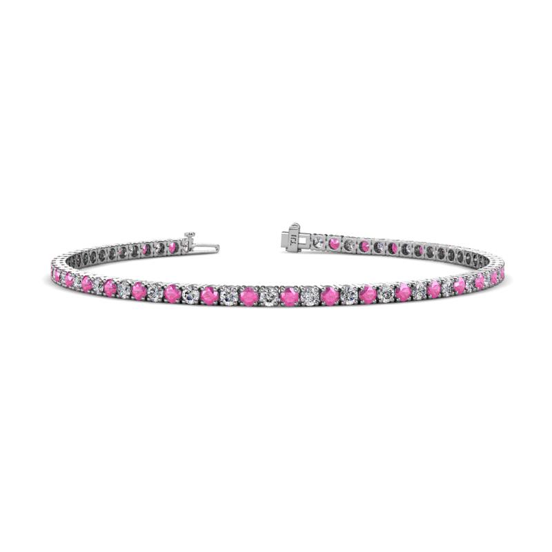 Leslie 2.70 mm Pink Sapphire and Diamond Eternity Tennis Bracelet 