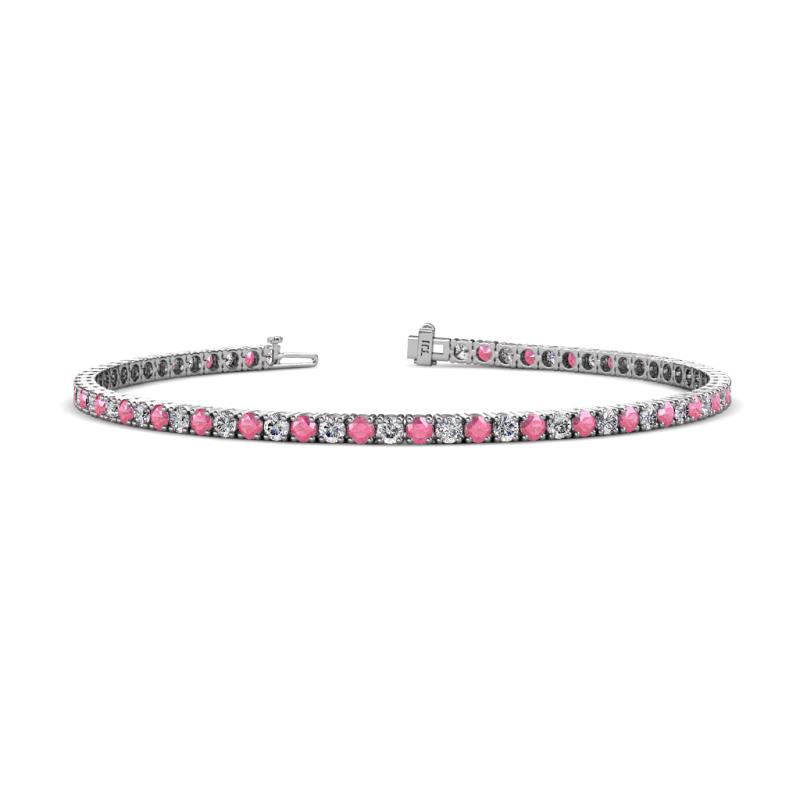 Leslie 2.70 mm Pink Tourmaline and Diamond Eternity Tennis Bracelet 