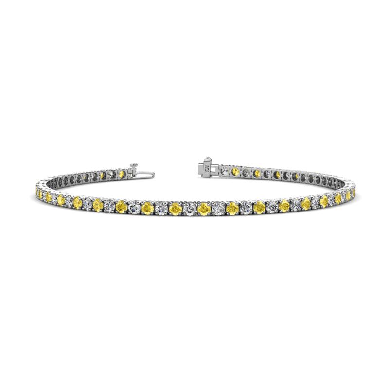 Leslie 2.70 mm Yellow Sapphire and Diamond Eternity Tennis Bracelet 