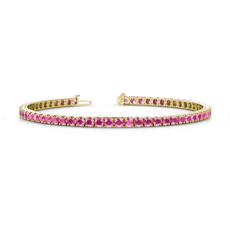 Leslie 2.90 mm Round Pink Sapphire Eternity Tennis Bracelet 