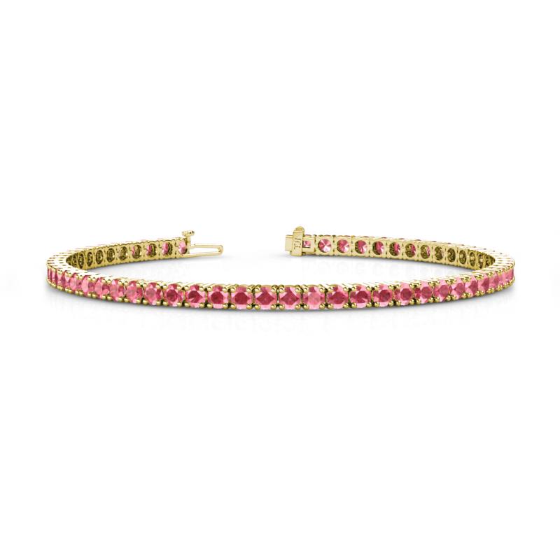 Leslie 2.90 mm Round Pink Tourmaline Eternity Tennis Bracelet 