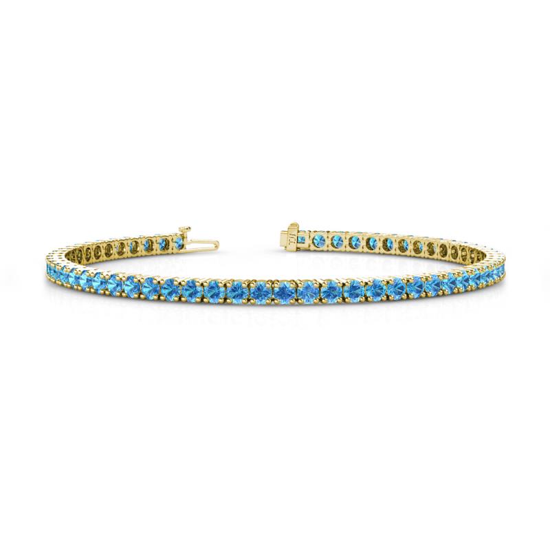 Leslie 2.90 mm Round Blue Topaz Eternity Tennis Bracelet 