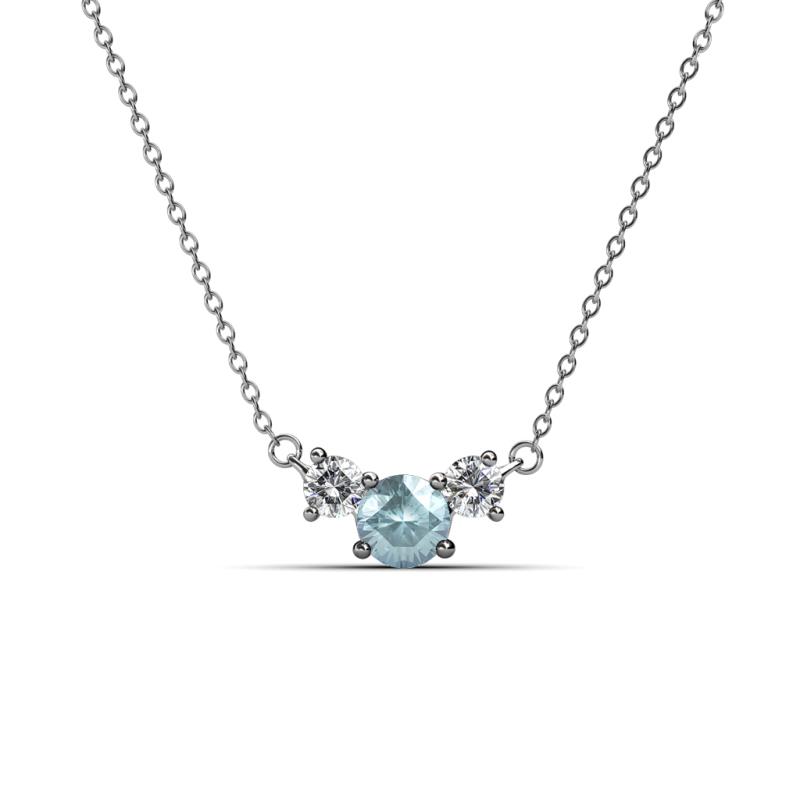 Raia Aquamarine and Diamond Three Stone Pendant 