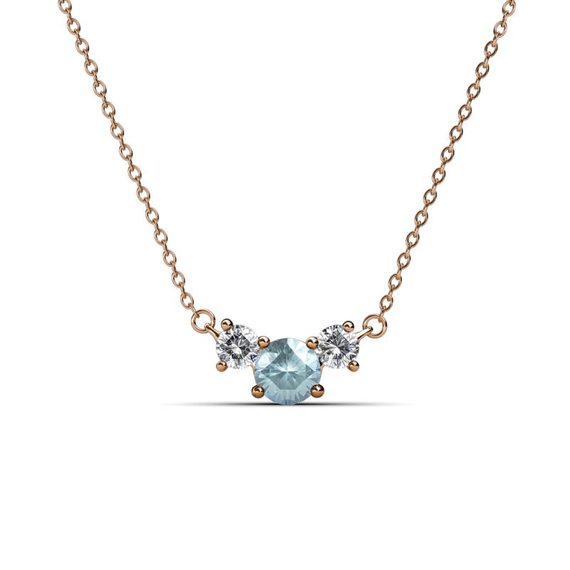 Raia Aquamarine and Diamond Three Stone Pendant 
