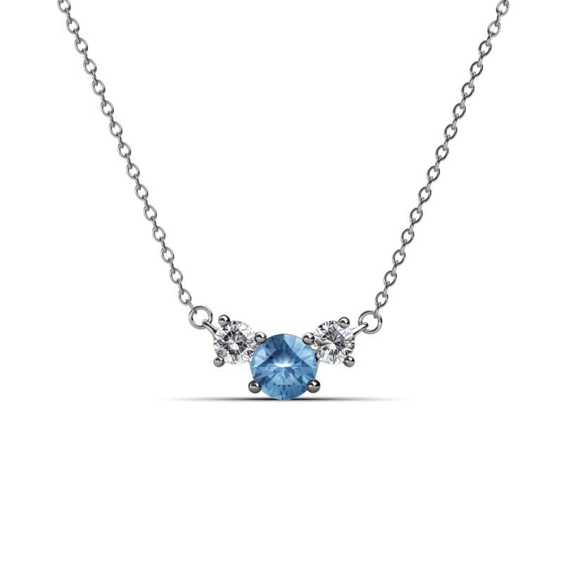 Raia Blue Topaz and Diamond Three Stone Pendant 