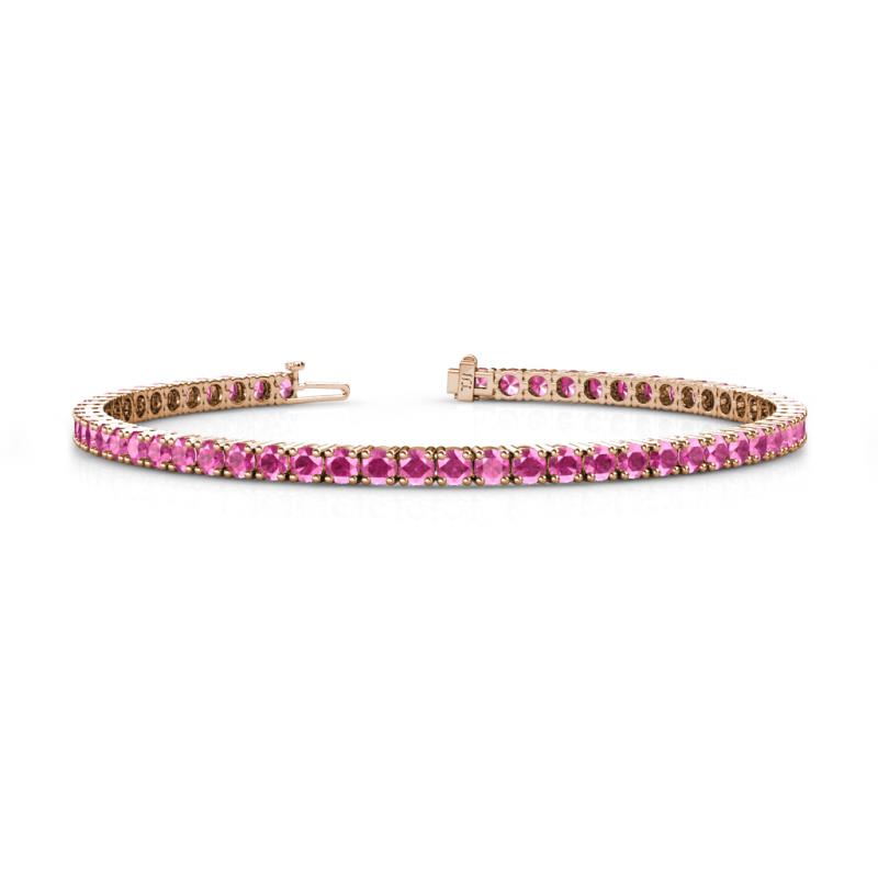 Leslie 2.90 mm Round Pink Sapphire Eternity Tennis Bracelet 