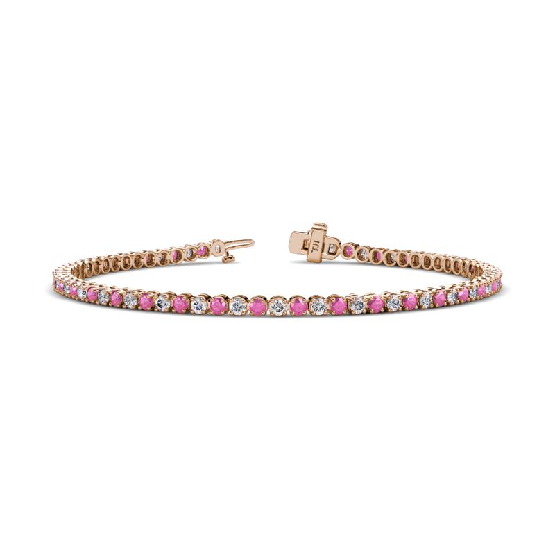 Izarra 2.30 mm Pink Sapphire and Diamond Eternity Tennis Bracelet 