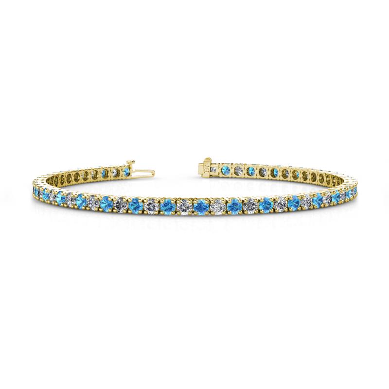 Leslie 2.90 mm Blue Topaz and Diamond Eternity Tennis Bracelet 