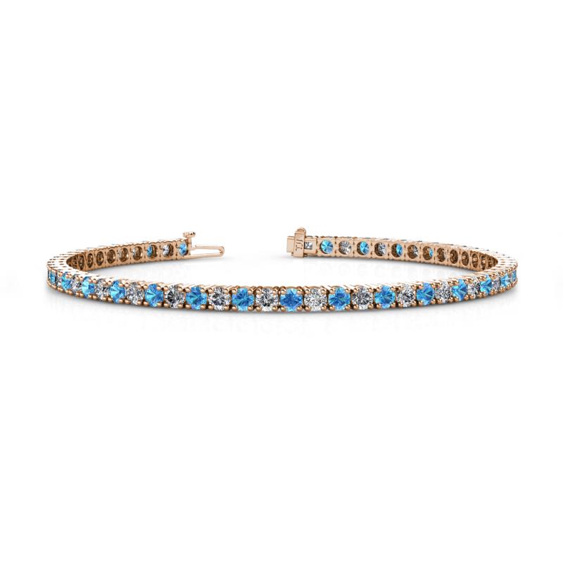 Leslie 2.90 mm Blue Topaz and Diamond Eternity Tennis Bracelet 