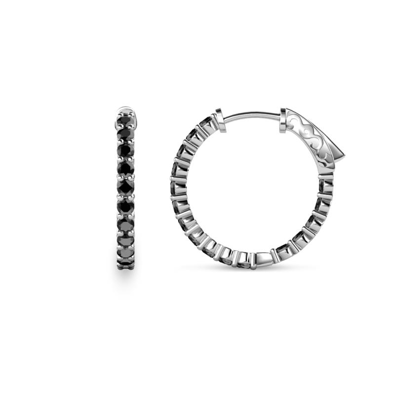 Carisa 0.67 ctw (1.70 mm) Inside Outside Round Black Diamond Eternity Hoop Earrings 