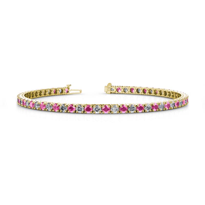 Leslie 3.40 mm Pink Sapphire and Diamond Eternity Tennis Bracelet 
