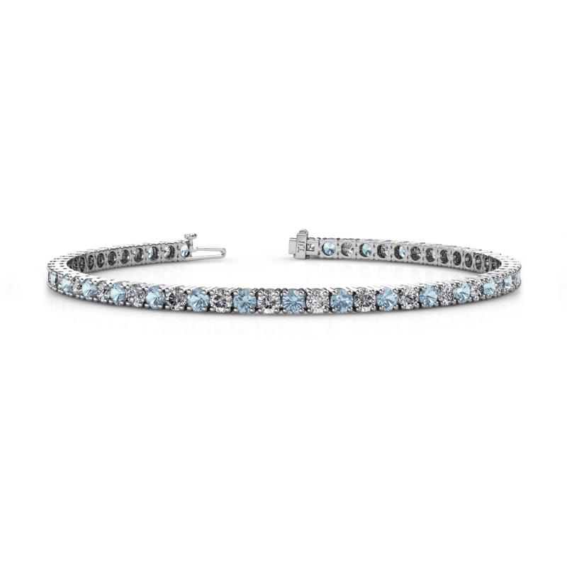 Leslie 3.40 mm Aquamarine and Diamond Eternity Tennis Bracelet 