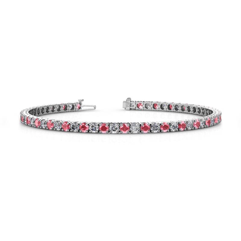 Leslie 3.40 mm Pink Tourmaline and Diamond Eternity Tennis Bracelet 