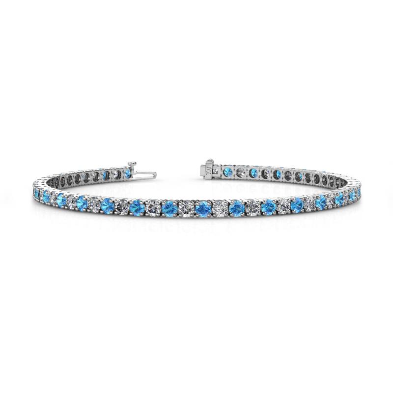 Leslie 3.40 mm Blue Topaz and Diamond Eternity Tennis Bracelet 