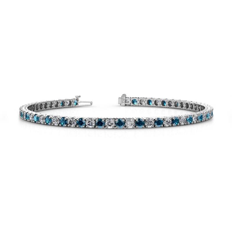 Leslie 3.40 mm Blue and White Diamond Eternity Tennis Bracelet 