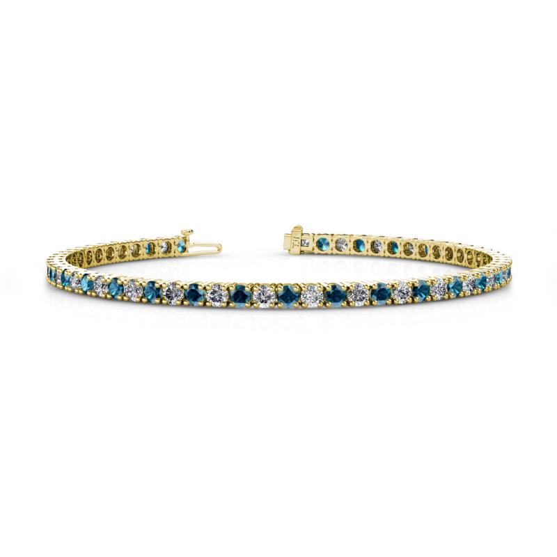 Leslie 3.40 mm Blue and White Diamond Eternity Tennis Bracelet 