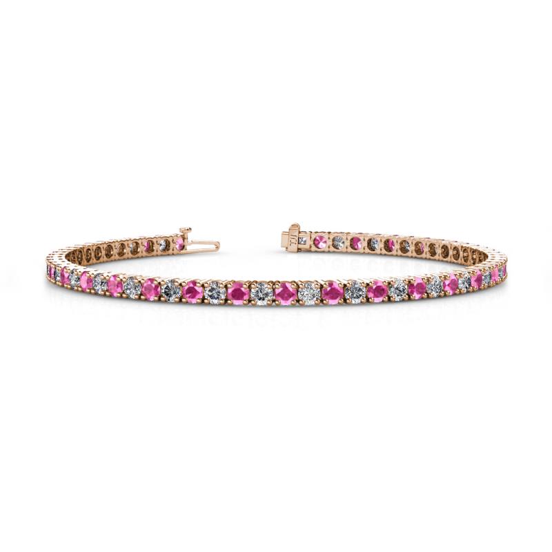 Leslie 3.40 mm Pink Sapphire and Diamond Eternity Tennis Bracelet 