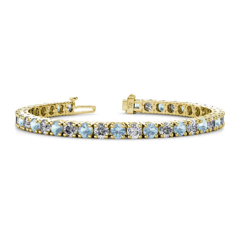 Leslie 4.00 mm Aquamarine and Diamond Eternity Tennis Bracelet 