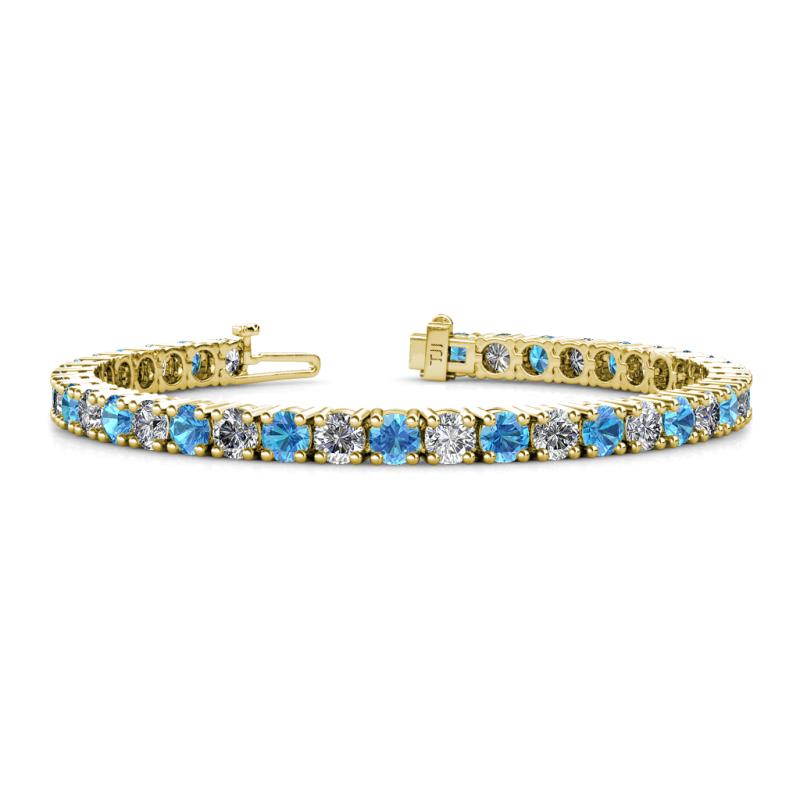 Leslie 4.00 mm Blue Topaz and Diamond Eternity Tennis Bracelet 