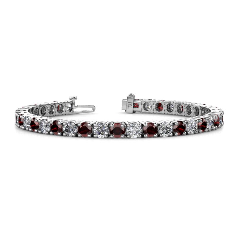 Leslie 4.00 mm Red Garnet and Diamond Eternity Tennis Bracelet 