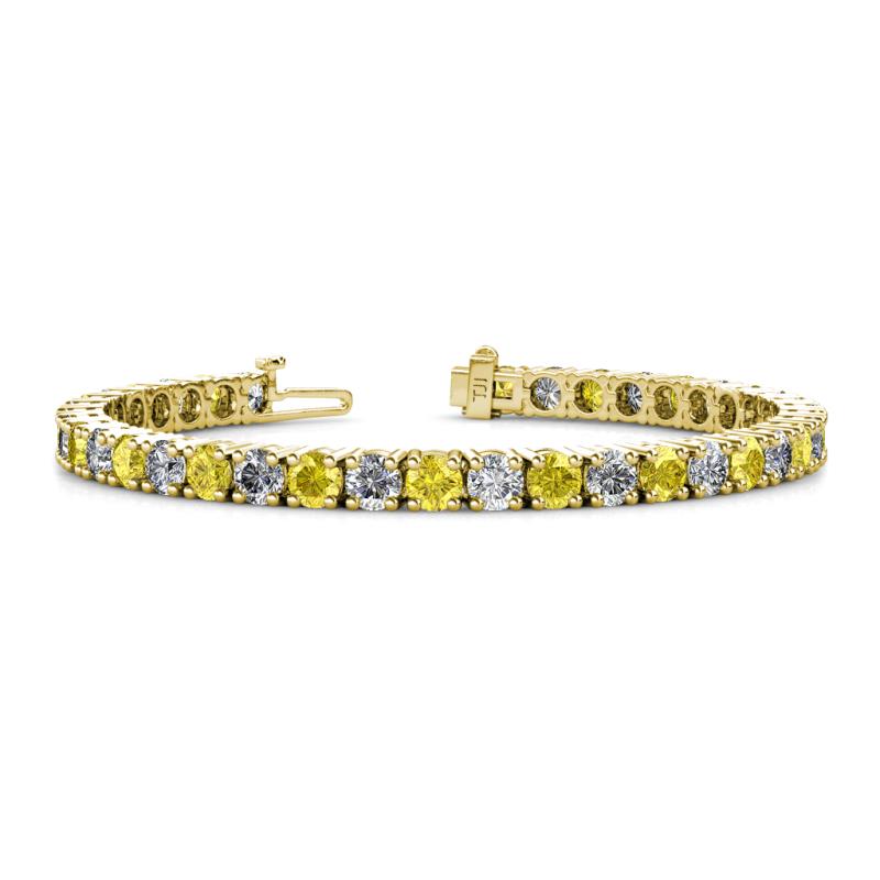 Leslie 4.00 mm Yellow Sapphire and Diamond Eternity Tennis Bracelet 