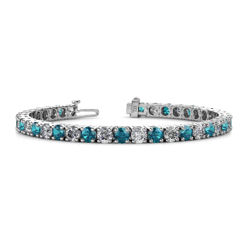 Leslie 4.00 mm London Blue Topaz and Diamond Eternity Tennis Bracelet 