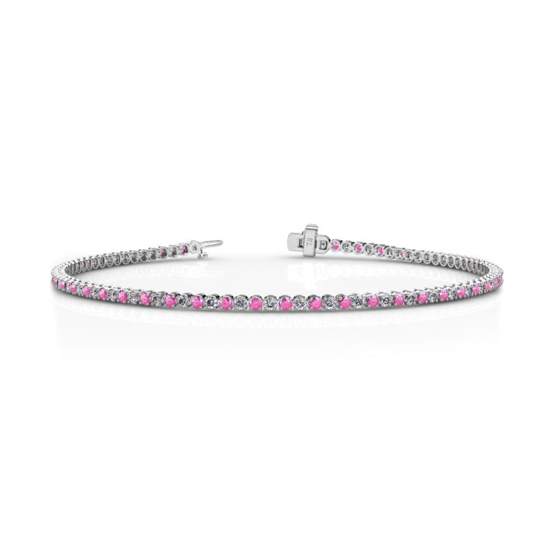 Izarra 2.00 mm Pink Sapphire and Diamond Eternity Tennis Bracelet 