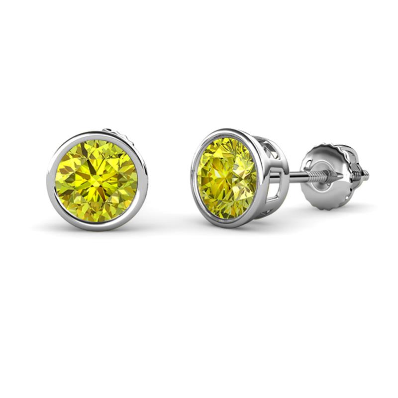 Carys Yellow Diamond (6mm) Solitaire Stud Earrings 