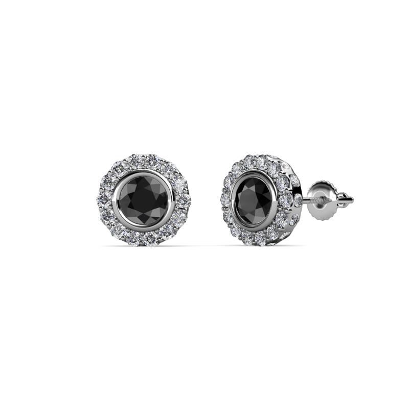 Macy's Black Diamond (3/4 ct. t.w.) & White Diamond (1/4 ct. t.w.) Halo  Stud Earrings in 14k Gold - Macy's