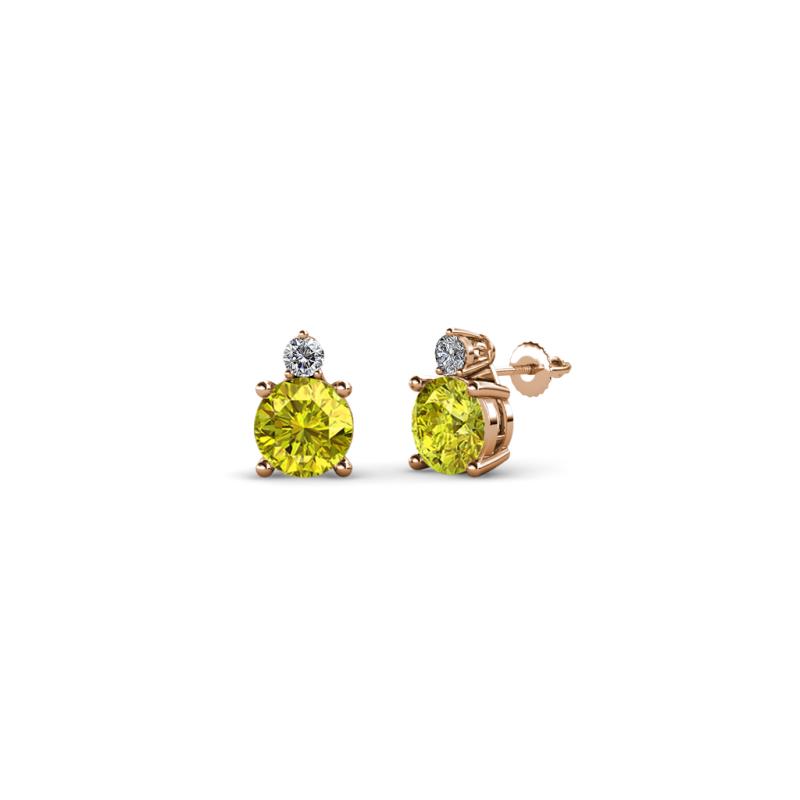 Viera Yellow and White Diamond Two Stone Stud Earrings 