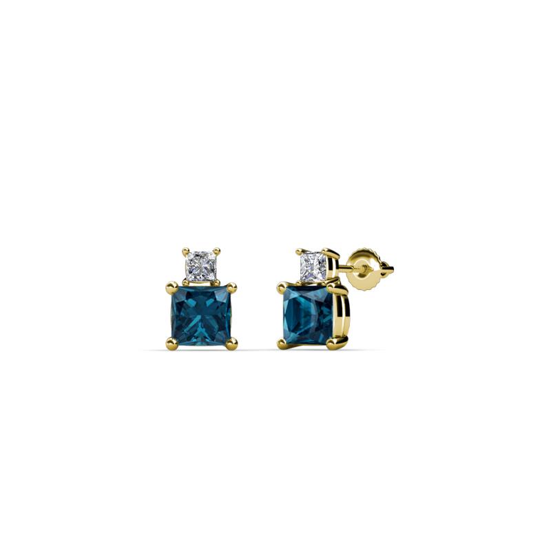 Sera Blue and White Diamond Two Stone Stud Earrings 