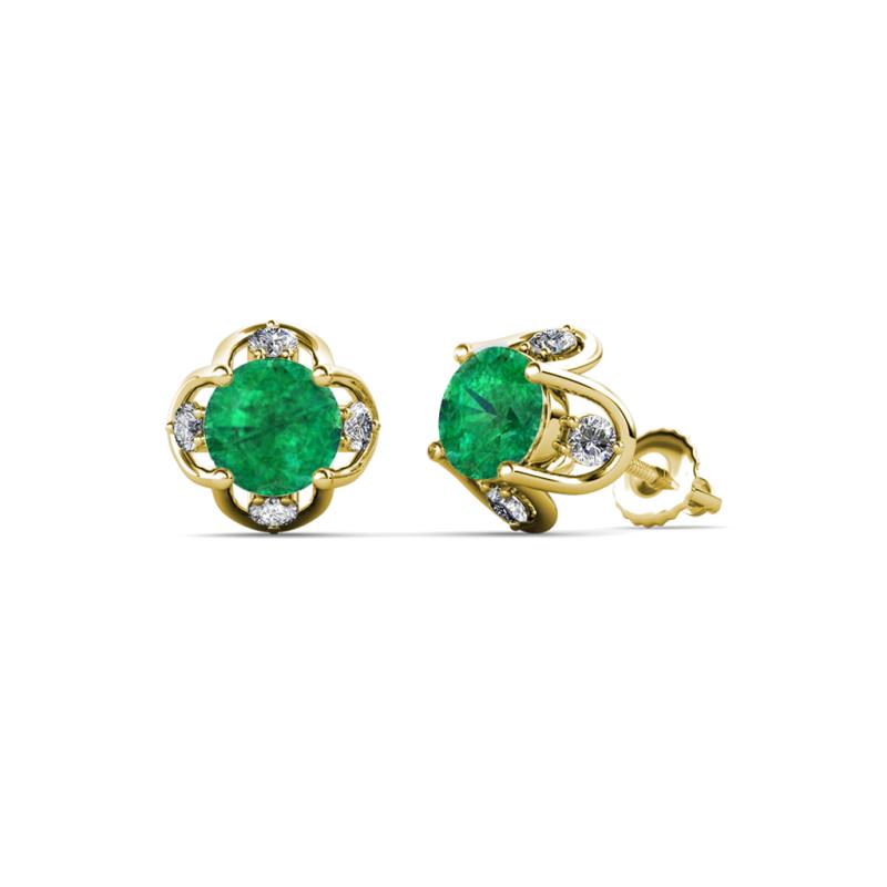 Cynzia Emerald and Diamond Tulip Stud Earrings 