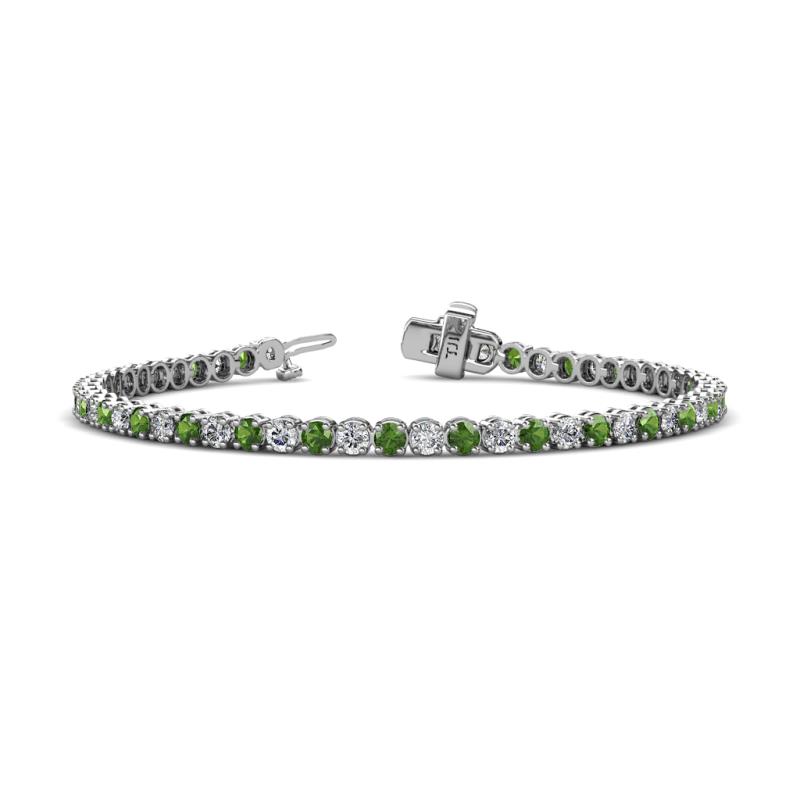 Izarra 3.10 mm Green Garnet and Diamond Eternity Tennis Bracelet 