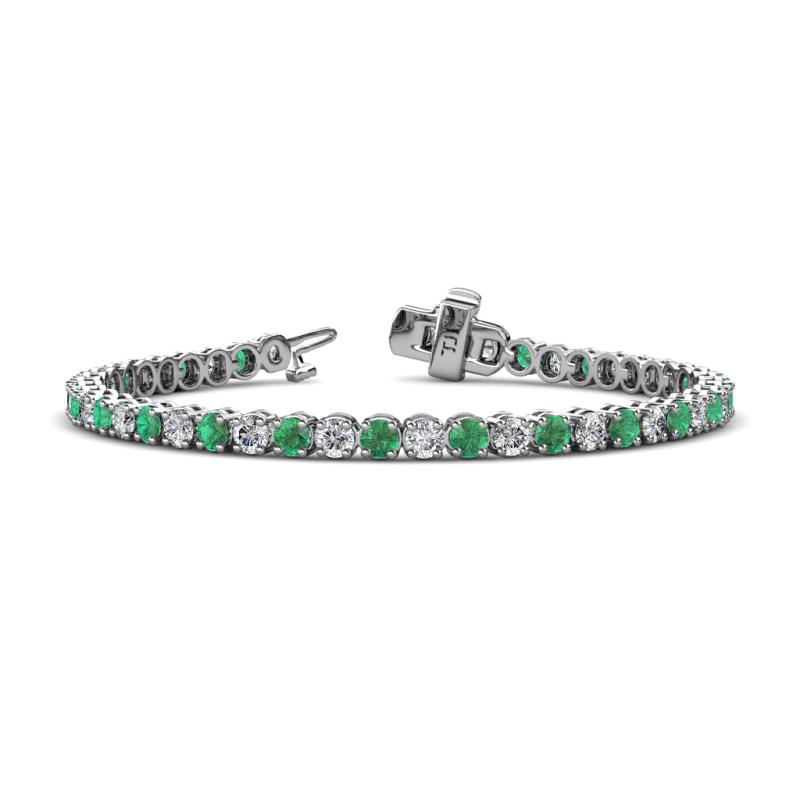 Izarra 3.70 mm Emerald and Diamond Eternity Tennis Bracelet 